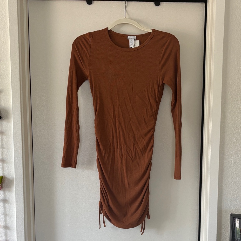 West of Melrose Brown Long Sleeve Dress